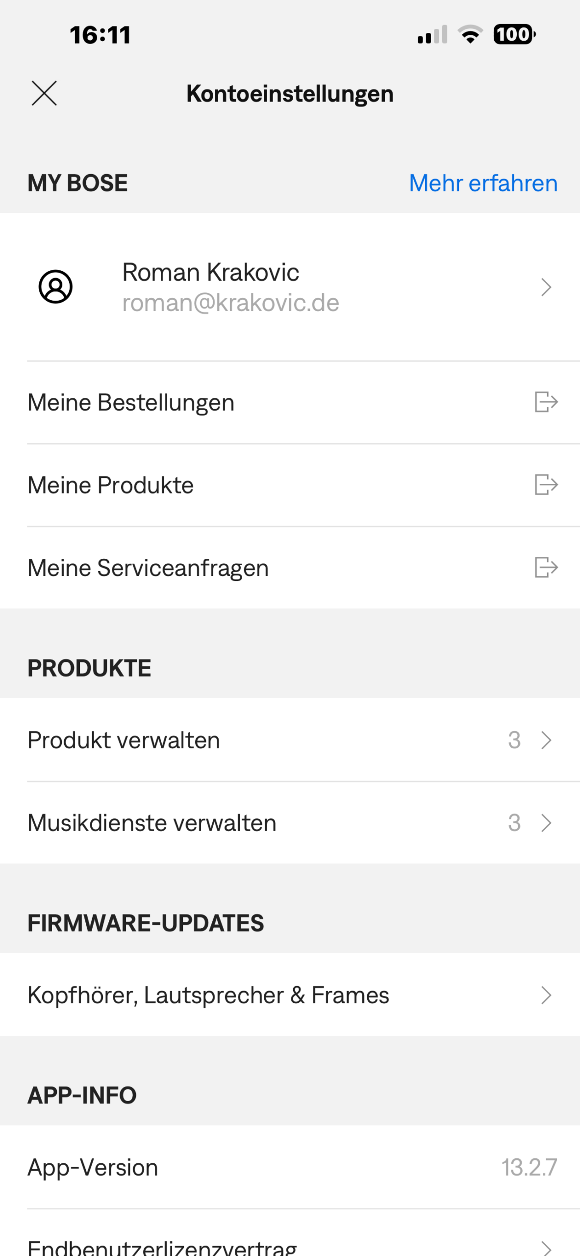Spotify-Musikdienst in der Bose App entfernen