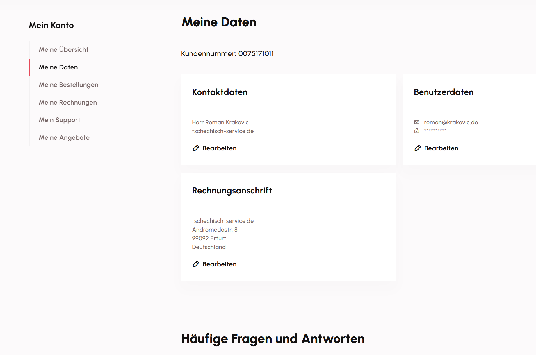 Lexware Zahlungsart ändern: In der Navigation unter Meine Daten fehlt der entsprechende Menüpunkt.